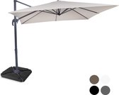 VONROC Premium Zweefparasol Pisogne 300x300cm - Duurzame parasol - Combi set incl. 4 vulbare premium parasoltegels – 360 ° Draaibaar - Kantelbaar – UV werend doek – Beige – Incl. beschermhoes