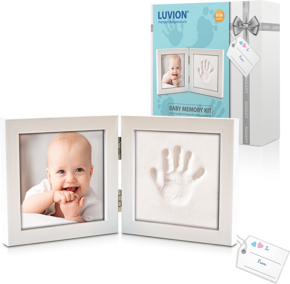 Kit Empreinte Pieds et Mains Bébé - Cadre Bois, Verre Acrylique