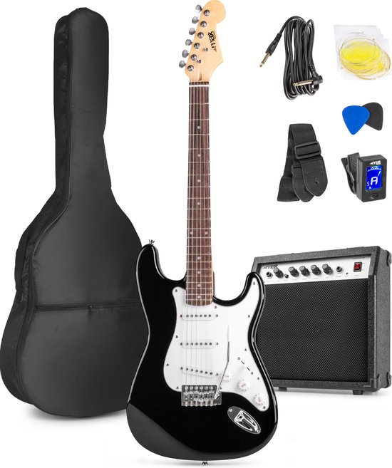 Elektrische gitaar met gitaar versterker - MAX Gigkit - Perfect voor beginners - incl. gitaar stemapparaat, gitaartas en plectrum - Zwart cadeau geven