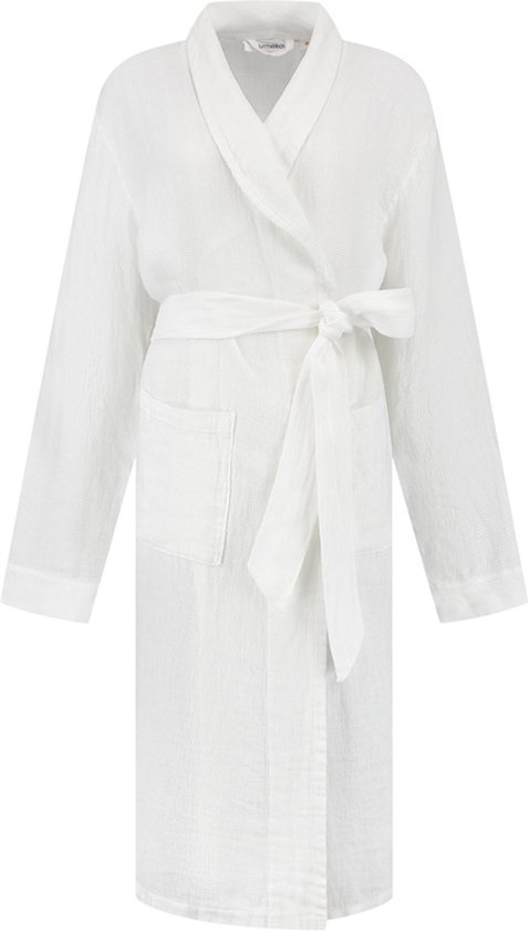 Yumeko kimono badjas gewassen linnen wafel wit m