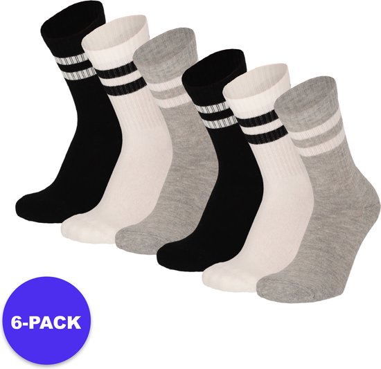 Apollo (Sports) - Chaussettes de sport pour enfants - Multi Zwart - Taille 27/30 - Paquet de 6 - Paquet économique