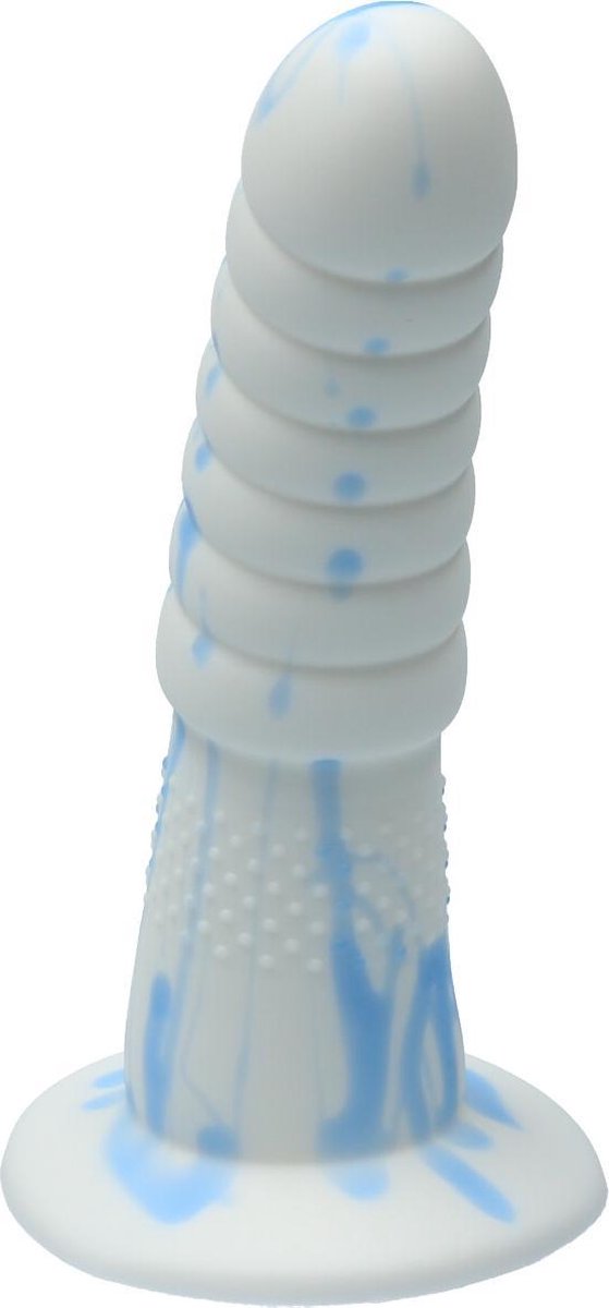 Goedkoopste Ylva & Dite - Aria - Siliconen Anale / Vaginale dildo - Made in Holland - Drup Wit / Licht Blauw