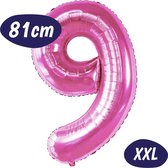 Cijfer Ballonnen - Ballon Cijfer 9 - 70cm Fuchsia Roze - Folie - Opblaas Cijfers - Verjaardag - 9 jaar, 90 jaar - Versiering