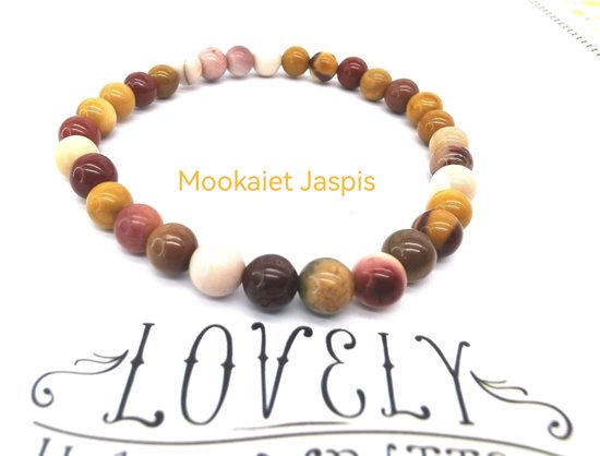 Armband – Edelsteen - Mookaiet Jaspis - 6mm Kralen - 22 cm - Werking - Het is een steen van strijdlust en daadkracht, ze geeft je de spirit om ergens voor de volle 100% voor te gaan.