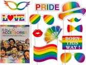 Foto props setje van 12x stuks - Gay Pride/Regenboog thema kleuren - Verkleed artikelen