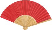 Spaanse handwaaier - pastelkleuren - steenrood - bamboe/papier - 21 cm