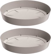 Prosperplast Opvangschaal/onderschaal voor bloempot/plantenpot - 2x - beige - rond - Dia 27 cm