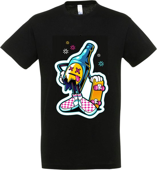 T-Shirt 1-126 Zwart cartoon Bottle - xxL, Zwart