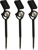 LuxForm Solar tuinlamp/spotlamp - 3x - zwart - LED Softtone effect - oplaadbaar - L8 x B5,5 x H35 cm