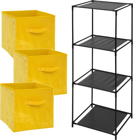 Storage Solutions Opbergrek Smartrack - met 3x mandjes stof - geel - 34 x 104 cm