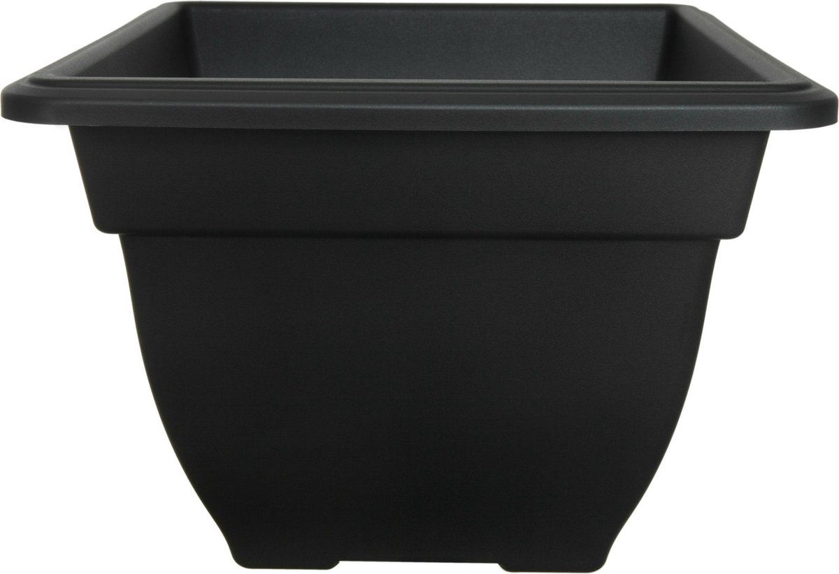 Whitefurze Buiten plantenpot/bloempot/planter - zwart - kunststof - L38 x B38 x H28 cm