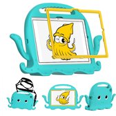 Tablet hoes kinderen met screen protector en schouderriem - octopus turquoise appelblauwzeegroen - Samsung Tab A8 (10.5 inch) tablet cover kids