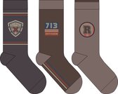 Jongens sokken - katoen 6 paar - badges - maat 27/30 - assortiment bruin/beige - naadloos