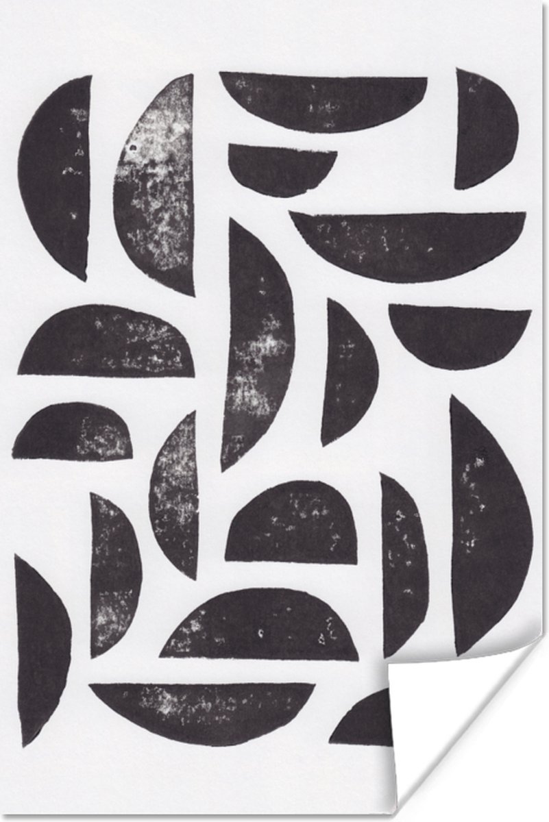 Poster Vormen - Abstract - Zwart - Wit - 80x120 cm