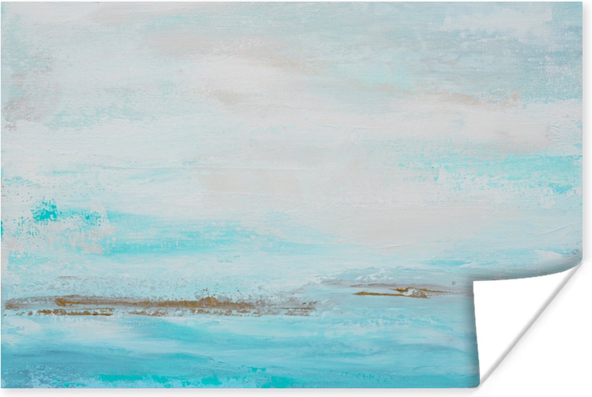 Poster Verf - Schilderij - Abstract - Blauw - 30x20 cm