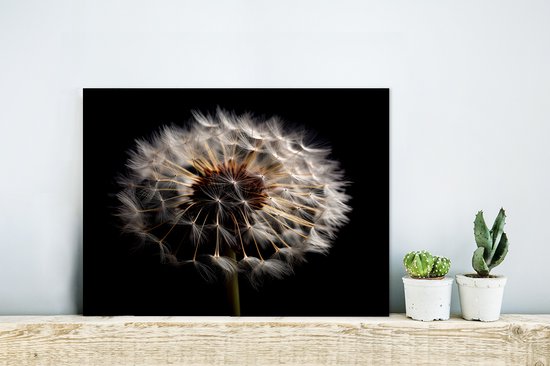 Décoration murale Métal - Peinture Aluminium Industriel - Fleurs - Nature - Pissenlit - Zwart - Portrait - 40x30 cm - Dibond - Photo sur aluminium - Décoration murale industrielle - Pour le salon/chambre