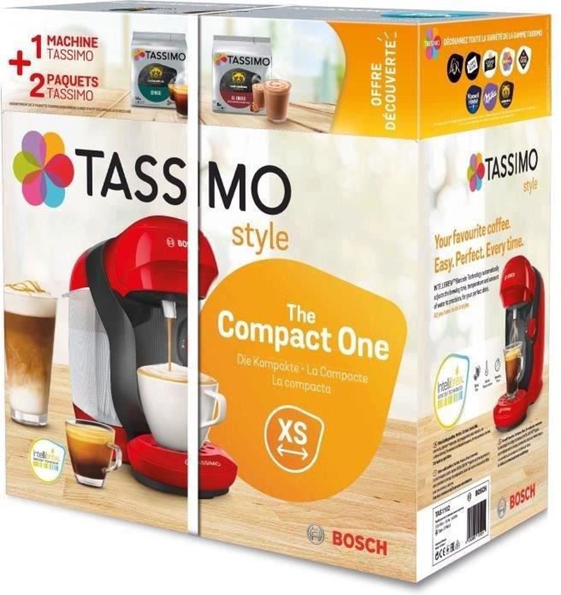 Abreuvoir multi-boissons BOSCH Tassimo - STYLE TAS1103 rouge + 2 paquets de  T-discs - 0 L | bol.com