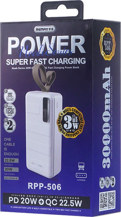 Phreeze Powerbank 27000 mAh - Zwart - Chargeur rapide - 2x USB-A