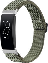 By Qubix Geschikt voor Fitbit Inspire 2 Elastische solo loop nylon bandje - Donkergroen Smartwatchbandje bandje Armband Polsband Strap Band Watchband