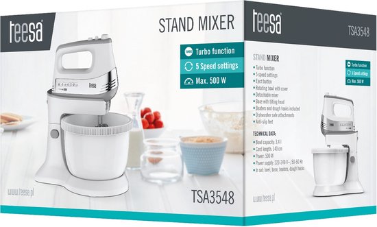Teesa TSA3548 - Handmixer met roterende mengkom, 500 Watt van Teesa — afbeelding 4