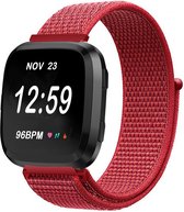 Nylon Smartwatch bandje - Geschikt voor Fitbit Versa / Versa 2 nylon bandje - rood - Strap-it Horlogeband / Polsband / Armband