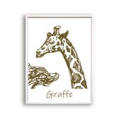 Postercity - Jungle/Safari Getekende Giraf met Tekst - Dierenposter - Babykamer / Kinderposter - Muurdecoratie - 70x50cm