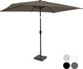 : VONROC Premium Parasol Rapallo 200x300cm – Duurzame parasol - combi set incl. parasolvoet van 20 kg - Kantelbaar – UV werend doek - taupe – Incl. beschermhoes