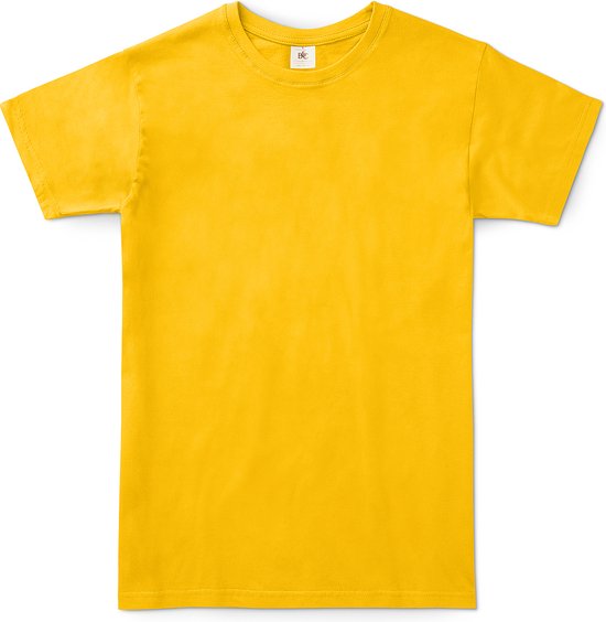 B&C Exact 150 Heren Korte Mouwen T-Shirt - Geel Goud - Extra Small