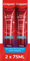 Bol.com Colgate Max White Ultra Freshness Pearls Whitening Tandpasta - 2 x 75 ml - Voor Witte Tanden - Voordeelverpakking aanbieding