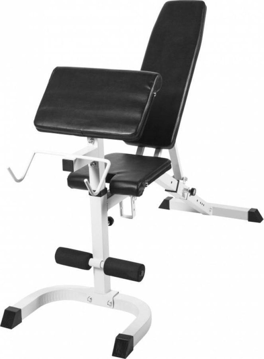 Gorilla Sports Fitnessbank - Wit - Curlrack - Verstelbaar - Belastbaar tot 250 kg