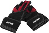 Gorilla Sports Luxe Fitness Handschoenen - Leer - met polsbandage - M