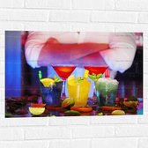 Muursticker - Diverse Cocktails met Stukjes Fruit - 75x50 cm Foto op Muursticker