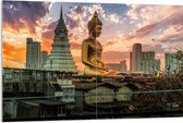 Acrylglas - Gouden Boeddha voor Wat Paknam Phasi Charoen in Bangkok, Thailand - 120x80 cm Foto op Acrylglas (Wanddecoratie op Acrylaat)