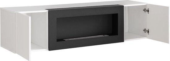 Meuble TV FLY SBK avec cheminée - Wit/ noir - Différentes options de  couleur - Elegant... | bol.com