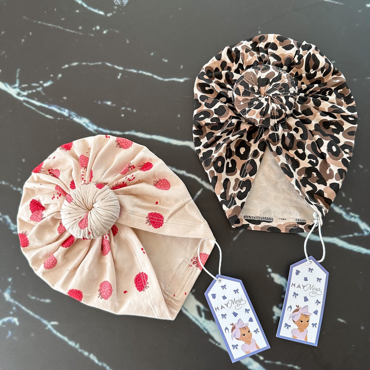 May Mays - Bella Babymutsje - Turban Frambozen - 0-2 jaar
