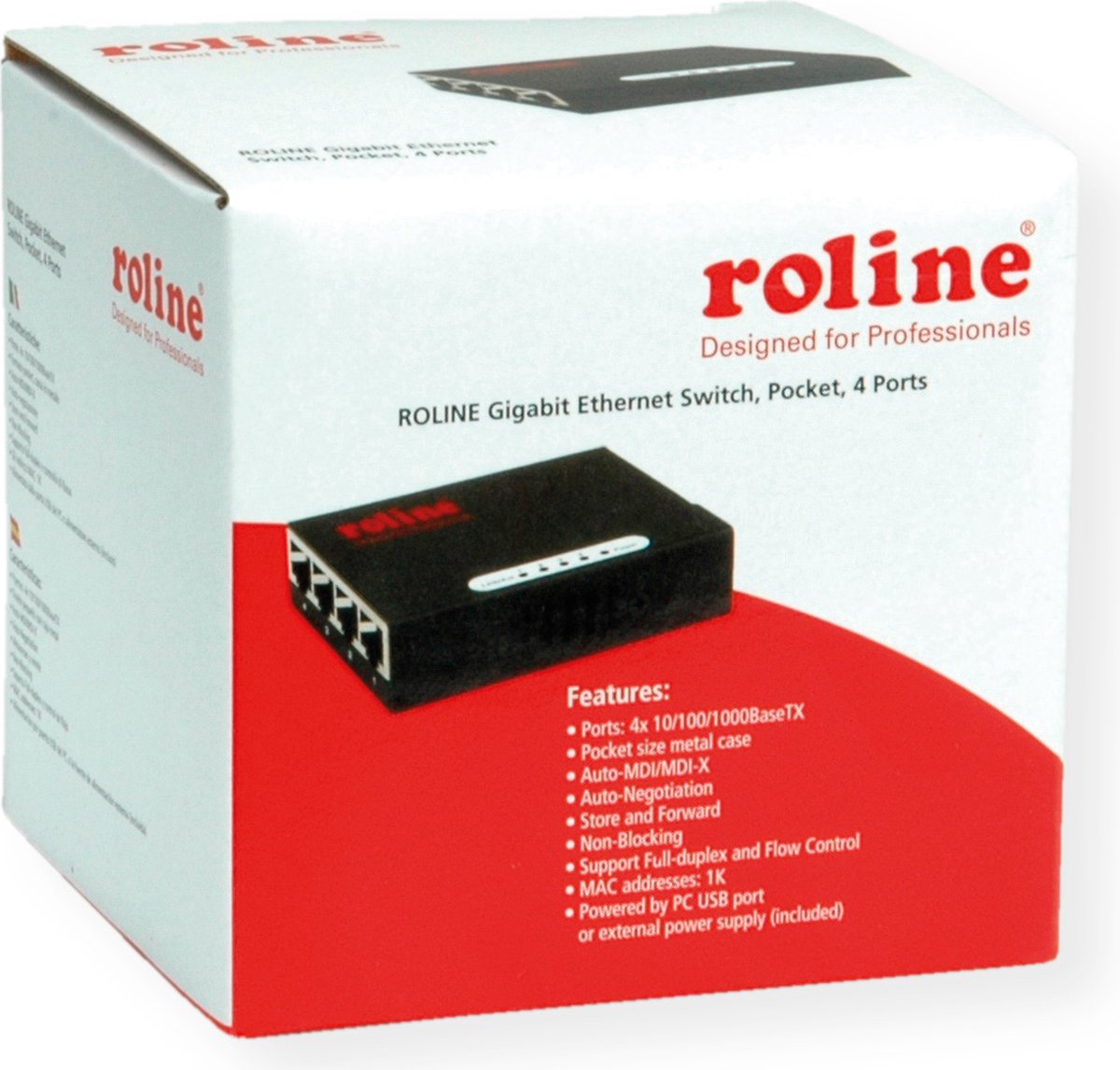ROLINE Gigabit Ethernet Switch, Pocket, 4-Poorts