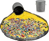 SUMBABO Speelgoedopbergzak voor Lego - Speelgoed Oprumzak Tapijt Deken Zak Speelmat Zak van Trekkoord met Cap als Reistas als Cadeau 2 Stuks = 1 Blauw Groot 1 Geel Mini