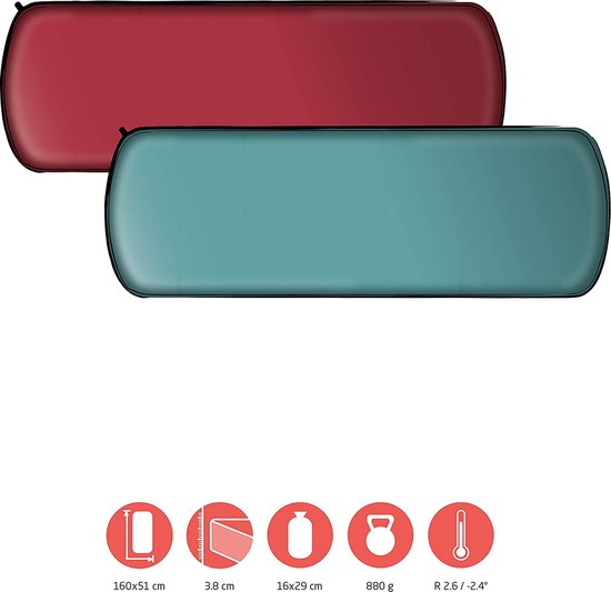Zelfopblazende Slaapmat - Campingmat Kinderen - Kamperen en Hiken - Goede Isolatie - 160 x 51 cm - Bordeauxrood — afbeelding 4