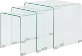vidaXL Ensemble de table d'appoint en verre trempé transparent en 3 parties