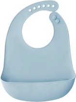 Voordeelset van 2 stuks - Siliconen Baby Slabber met Opvangbakje - Trendy kleuren - Olijfgroen - Ocean blue