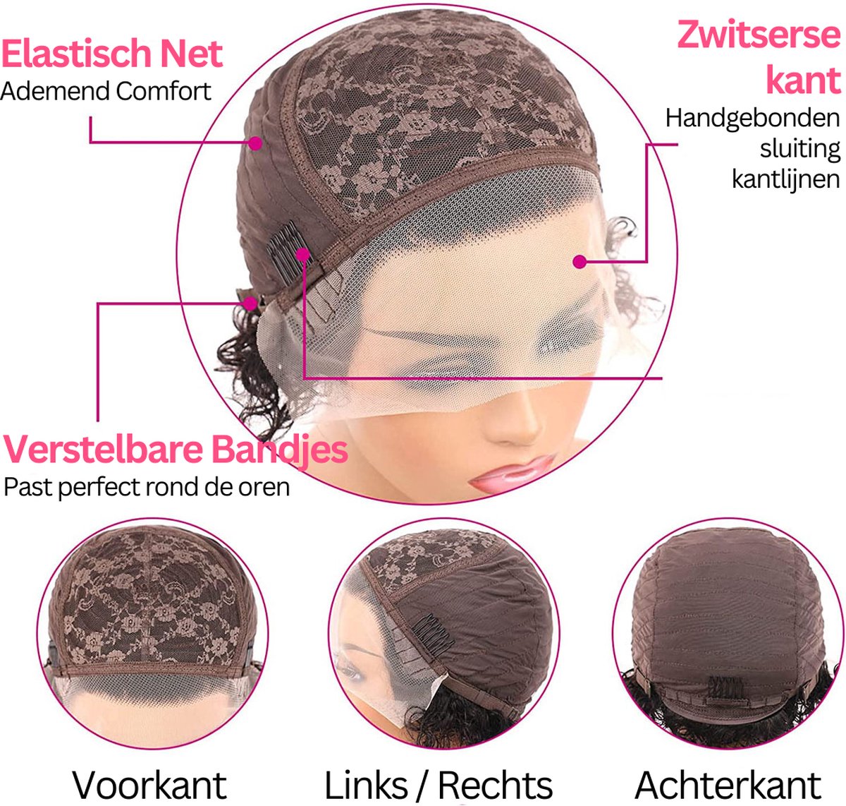 Satijnen rand sjaals voor pruiken Grip band hoofdband Zachte satijnen rand leggen sjaal voor Lace Front pruiken Houd de pruik veilig Satijnen hoofdband (roze