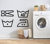 Stickerkamer® | Muursticker washok XL | Symbolen | Grote stickers | Wasinstructie | Wasruimte | Muurdecoratie | Wanddecoratie