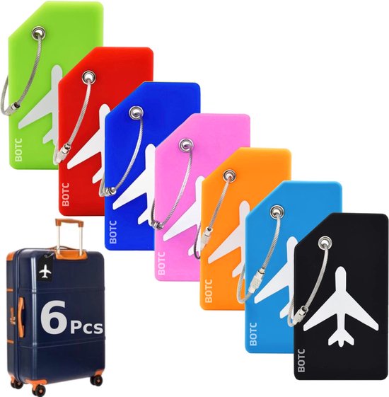 BOTC Suitcase Tag - Accessoire de voyage pour valise de voyage - Étiquette de bagage - Porte-nom - Silicone - 5 pièces