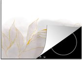 KitchenYeah® Inductie beschermer 75x52 cm - Marmerlook - Grijs - Goud - Chic - Marmer print - Kookplaataccessoires - Afdekplaat voor kookplaat - Inductiebeschermer - Inductiemat - Inductieplaat mat