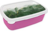 Broodtrommel Roze - Lunchbox - Brooddoos - Marmer - Groen - Luxe - Goud - Marmerlook - 18x12x6 cm - Kinderen - Meisje