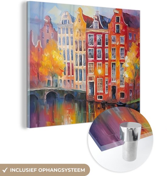 Grachtenpanden - Kunst - Schilderij - Amsterdam