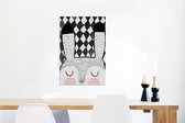 Wanddecoratie Metaal - Aluminium Schilderij Industrieel - Konijn - Kind - Zwart - Wit - 40x60 cm - Dibond - Foto op aluminium - Industriële muurdecoratie - Voor de woonkamer/slaapkamer