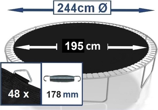 Springmat voor Trampoline 244-250 cm. 48 ringen, 17,5-18 cm