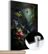 MuchoWow® Glasschilderij 120x160 cm - Schilderij acrylglas - Bloemen - Planten - Jungle - Vogels - Foto op glas - Schilderijen
