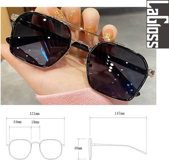 Lagloss® Trendy Heren Zonnebril - Lenskleur Zwart - Zilver montuur
